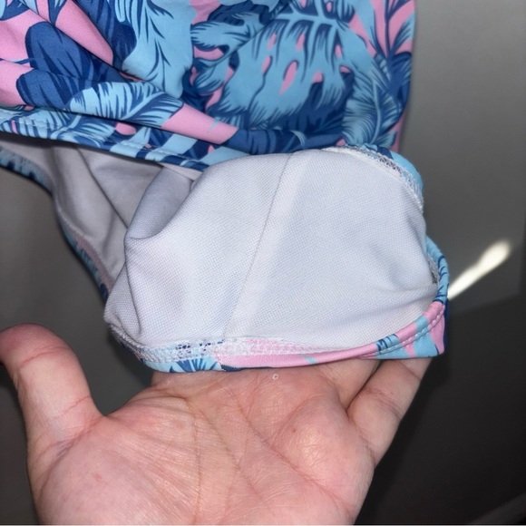 5/$25 Tropical Blue and Pink Women3XL One Piece Swimsuit Tropical Ruched - Picture 6 of 8
